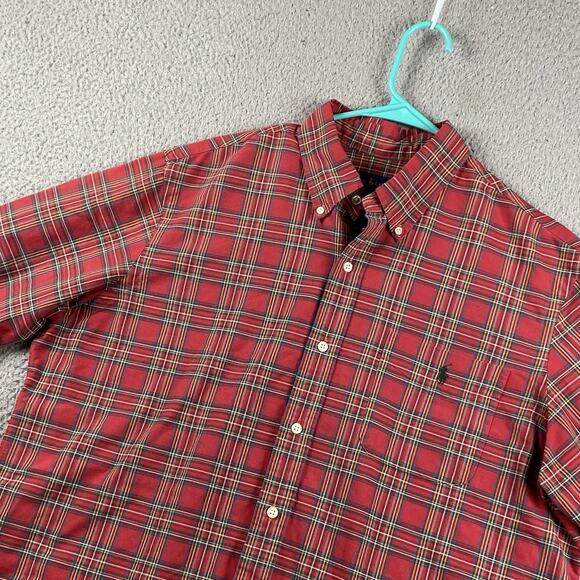 Ralph Lauren Oxford Button Down Shirt Men’s XL Red Plaid Causal Classic Formal - Picture 6 of 9
